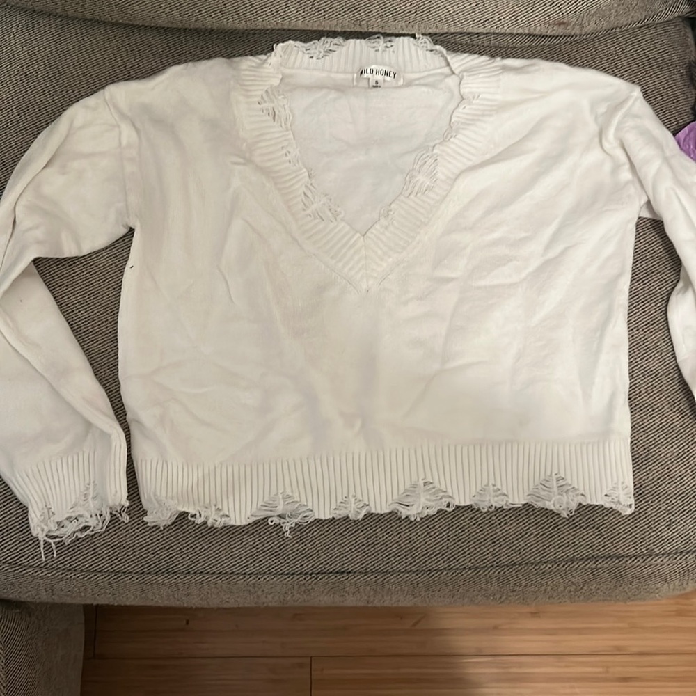 White cropped sweater